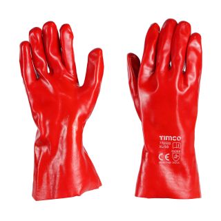 Timco Red PVC Coated Cotton Interlock Gauntlet Gloves Per Pair 770333