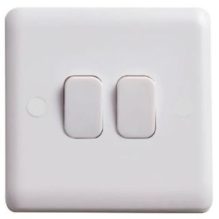 Deta White Light Switch 2 Gang 2 Way VC1204