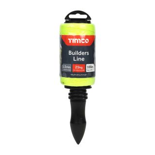 Timco Builders Line 1.5mm X 100m Yellow - Winder  YBL100W