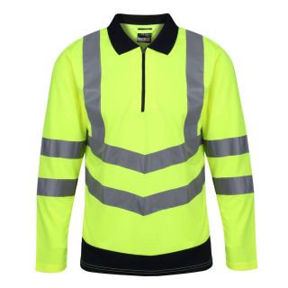 Regatta Pro Hi-Vis Long Sleeve Wicking Polo Shirt TRS192 Y/N 207 XXL
