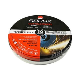 Addax 115x1.0x22.23mm Metal Cutting Discs Tin of 10 10FCMT115222