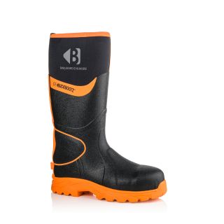 Buckbootz Safety Wellington Black/Oran Sz 7 BBZ8000 BK OR