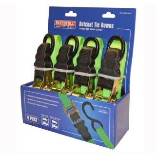 Faithfull 4 Piece Ratchet Tie Down Set FAITDRATSET4 *Tool Champions*
