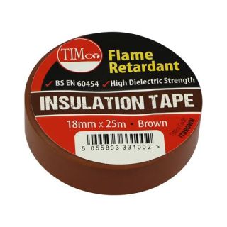 Timco Flame Retardant PVC Insulation Tape 18mm x 25m Brown ITBROWN