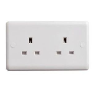 Deta White Unswitched Socket 2 Gang VC1208