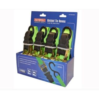 Faithfull Ratchet Tie-Downs    5mx25mm Green x4  FAITDRATSET4