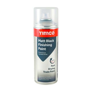 Timco Matt Black Finishing Paint Spray Can 380ml (12/Box) 237128