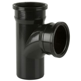Brett BS417B 110mm Double Socket Soil Branch 92.5 Dg Black (No Bosses)