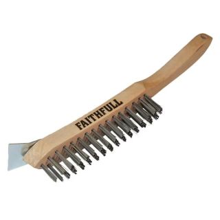 Faithfull 680/4S Heavy Duty Scratch Brush With Scraper 4 Row FAI6804S