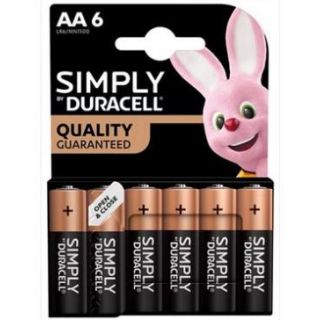 Duracell Simply AA Batteries Card of 6  S18450