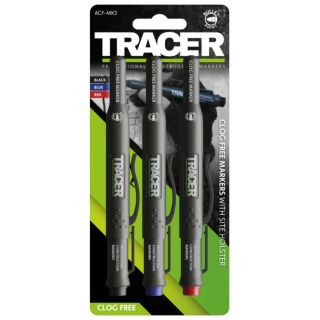 Tracer Clog Free Marker 3pc Set With Holsters Blue, Red, Black ACF-MK3