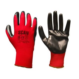 Scan Palm Dipped Black Nitrile Gloves L (Size 9) per pair SCAGLONITBL